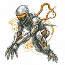 futuristic robotic ninja. tattoo design idea