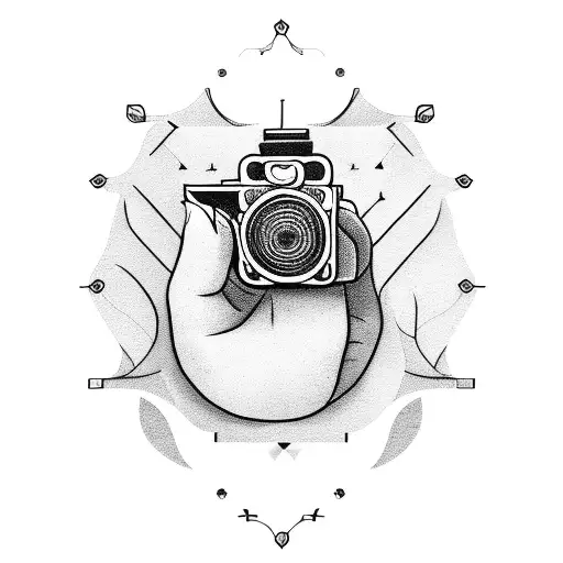 CAMERA WITH MIC & nature tattoo design idea