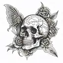 A death-themed tattoo featuring a skull surrounded by deceptive illusions tattoo design idea