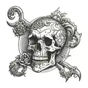 A death-themed tattoo featuring a skull surrounded by deceptive illusions tattoo design idea