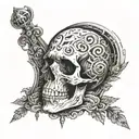 A death-themed tattoo featuring a skull surrounded by deceptive illusions tattoo design idea