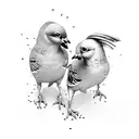 three pigeons eating a field bean tattoo design idea