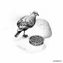 three pigeons eating a field bean tattoo design idea