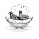 three pigeons eating a field bean tattoo design idea