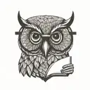 Owl with glasses reading a book open minded concept design tattoo design idea