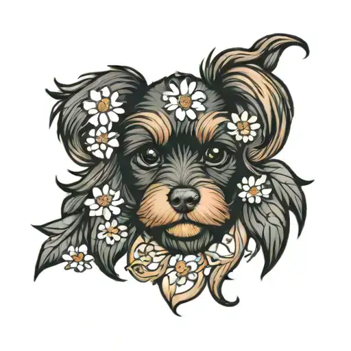 cavoodle daisy flower paw print tattoo design idea