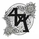 capital A and H overlap each other side tattoo design idea