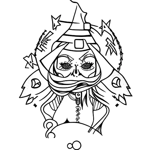 stripped witch tattoo design idea