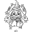 stripped witch tattoo design idea