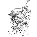 stripped witch tattoo design idea