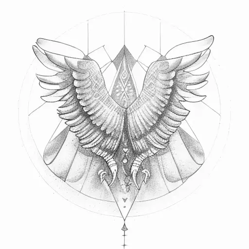Circle with wings inside pigeon tattoo design idea