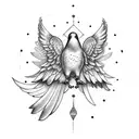 Circle with wings inside pigeon tattoo design idea