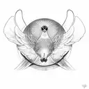 Circle with wings inside pigeon tattoo design idea