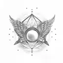 Circle with wings inside pigeon tattoo design idea