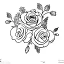 A bouquet of a rose a lily and a jasmine flower tattoo design idea
