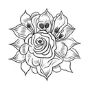 A rose, a lily and a jasmine flower tattoo design idea