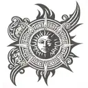Sun with 24 rays radiating tattoo design idea
