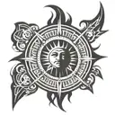 Sun with 24 rays radiating tattoo design idea