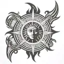Sun with 24 rays radiating tattoo design idea