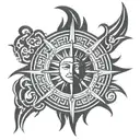 Sun with 24 rays radiating tattoo design idea