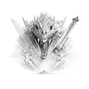 Dragão com espada tattoo design idea