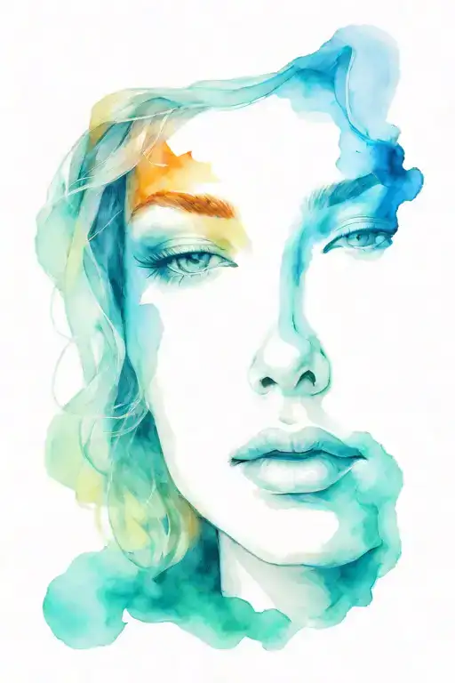 a woman face without face tattoo design idea