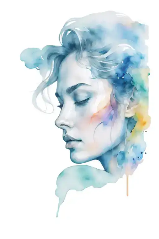 a woman face blure, uncertainty  tattoo design idea