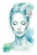 meditative state, a woman face tattoo design idea