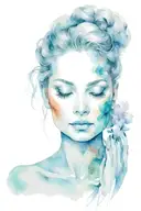 meditative state, a woman face tattoo design idea