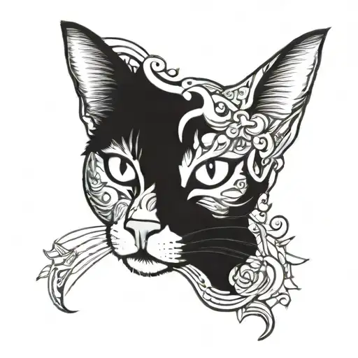 half cat half dog face  tattoo design idea