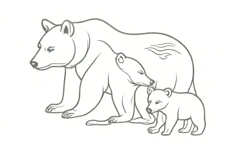 mother bear and two cubs tattoo design idea