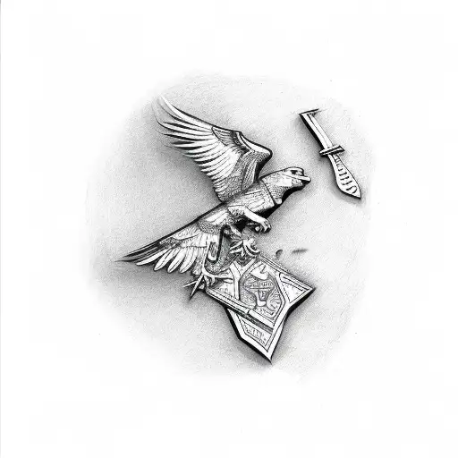 money corn skyhawk cross knife tattoo design idea