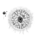 geometric dandelion blowing birds tattoo design idea