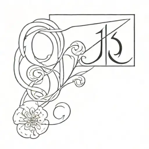 number 13 well defined and the word lucky tattoo design idea
