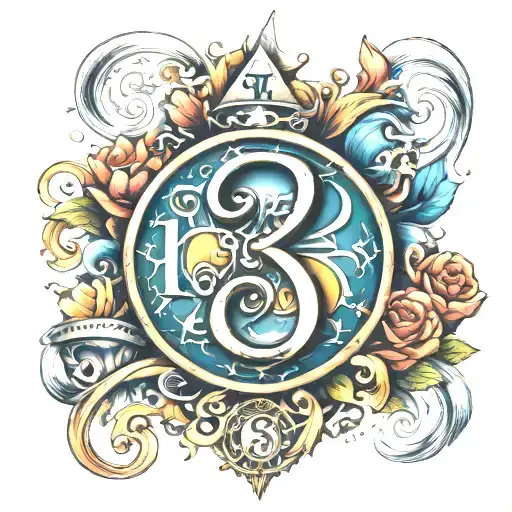 number 13 and word lucky tattoo design idea