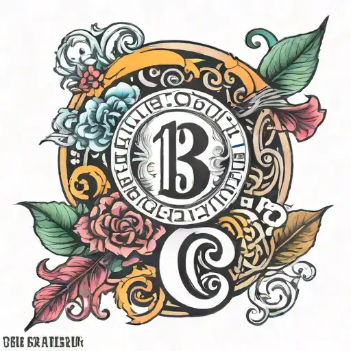 number 13 and word lucky tattoo design idea