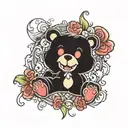 horror themed care bear tattoo design idea