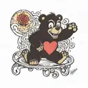 horror themed care bear tattoo design idea