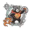 horror themed care bear tattoo design idea