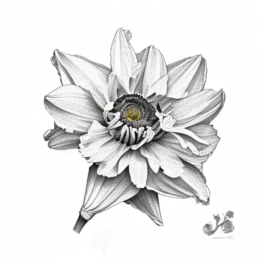 daffodil and chrysanthemum  tattoo design idea