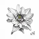daffodil and chrysanthemum  tattoo design idea