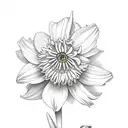 daffodil and chrysanthemum  tattoo design idea