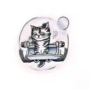 cat with skateboard tattoo design idea