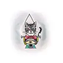 cat with skateboard tattoo design idea