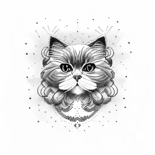 Persian cat tuxedo tattoo design idea