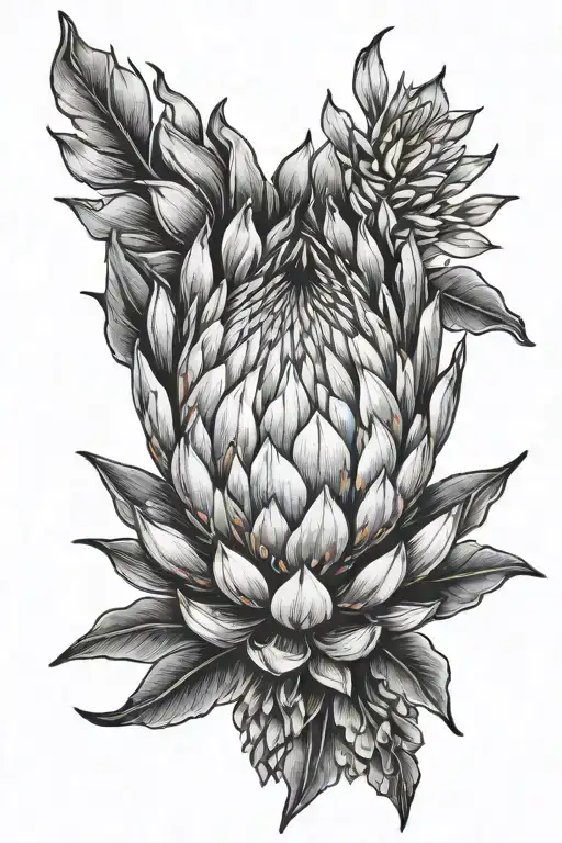 protea flower tattoo design idea