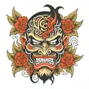 omni mask split in half tattoo design idea