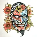 omni mask split in half tattoo design idea