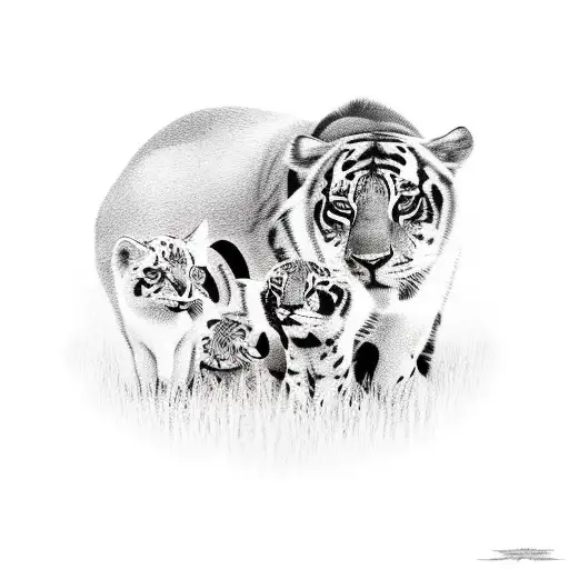 A family of animals jamming together in a band tattoo design idea