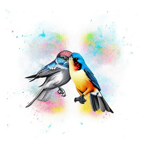 birds fighting  amoung each other tattoo design idea